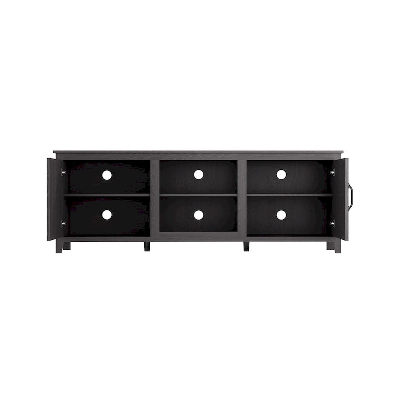 Meuble TV industriel noir avec rangement, compatible avec les téléviseurs jusqu'à 60 po.