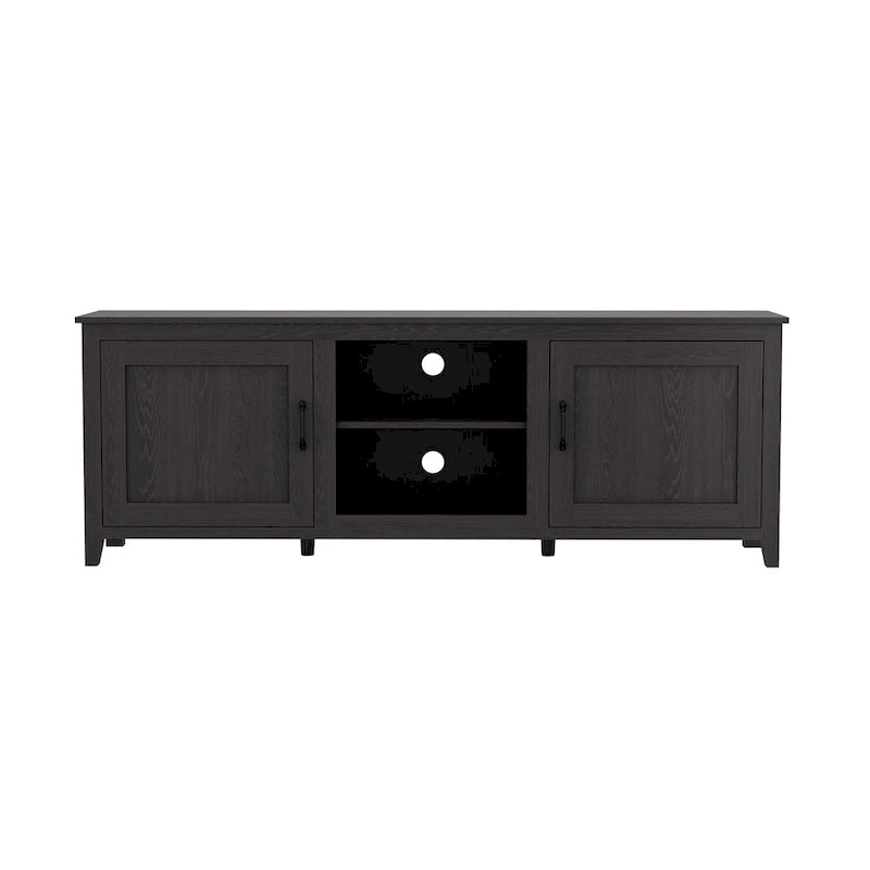 Meuble TV industriel noir avec rangement, compatible avec les téléviseurs jusqu'à 60 po.