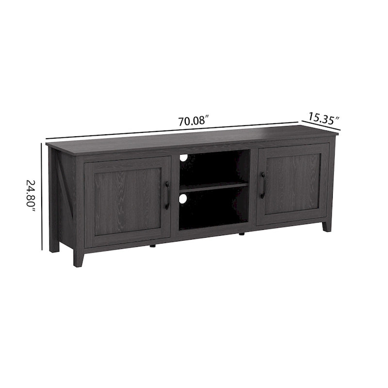 Meuble TV industriel noir avec rangement, compatible avec les téléviseurs jusqu'à 60 po.