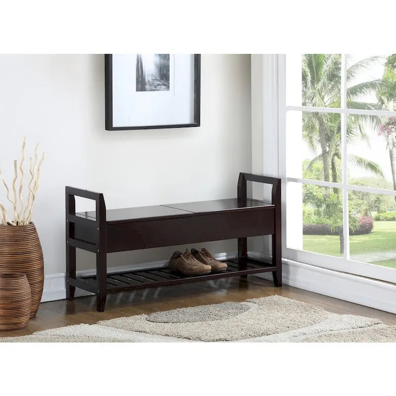 Banc à chaussures espresso avec coussin, 1 place