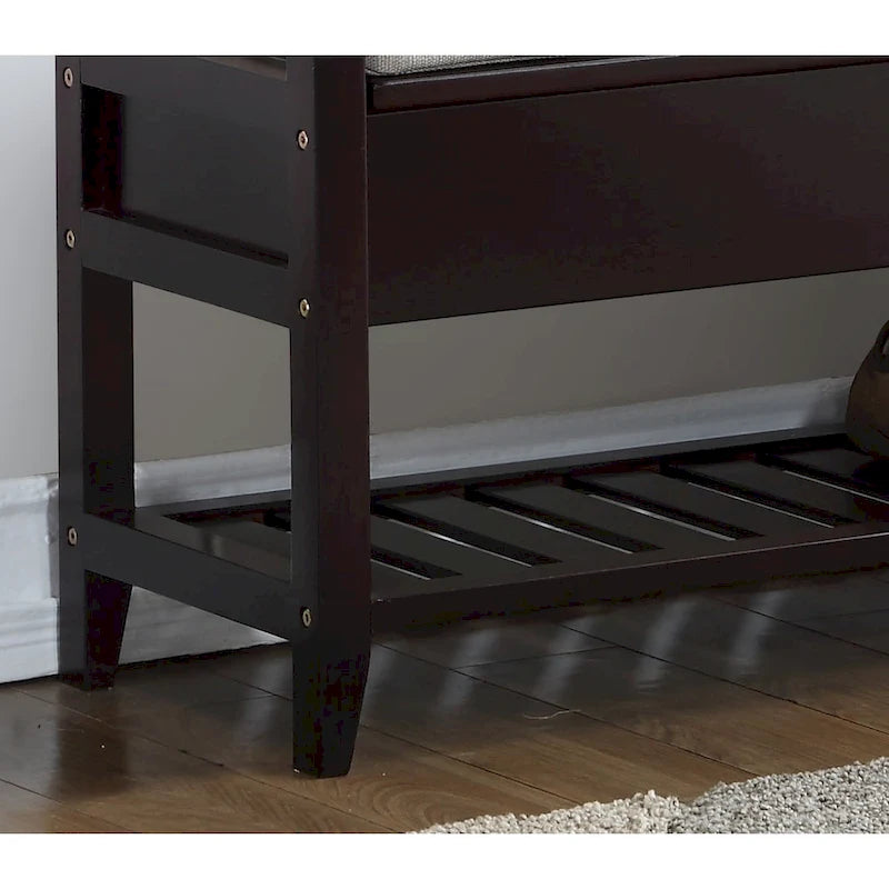 Banc à chaussures espresso avec coussin, 1 place