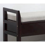 Banc à chaussures espresso avec coussin, 1 place