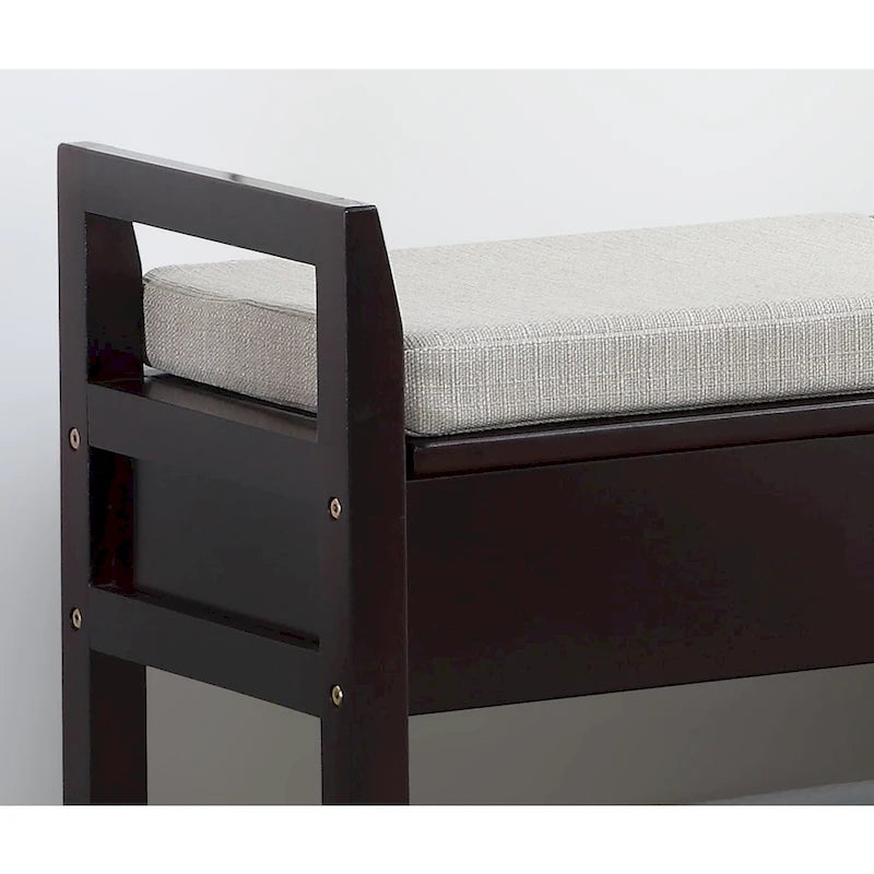 Banc à chaussures espresso avec coussin, 1 place