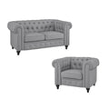 Ensemble Causeuse et Fauteuil d'appoint Chesterfield 3 places en Faux Cuir Gris/Blanc