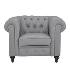 Ensemble Causeuse et Fauteuil d'appoint Chesterfield 3 places en Faux Cuir Gris/Blanc