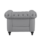 Ensemble Causeuse et Fauteuil d'appoint Chesterfield 3 places en Faux Cuir Gris/Blanc