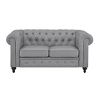 Ensemble Causeuse et Fauteuil d'appoint Chesterfield 3 places en Faux Cuir Gris/Blanc
