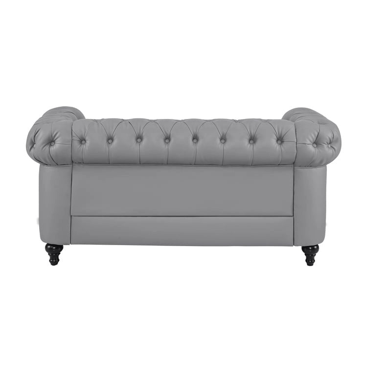 Ensemble Causeuse et Fauteuil d'appoint Chesterfield 3 places en Faux Cuir Gris/Blanc