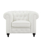 Ensemble Causeuse et Fauteuil d'appoint Chesterfield 3 places en Faux Cuir Gris/Blanc