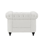 Ensemble Causeuse et Fauteuil d'appoint Chesterfield 3 places en Faux Cuir Gris/Blanc