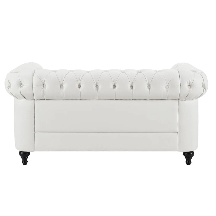 Ensemble Causeuse et Fauteuil d'appoint Chesterfield 3 places en Faux Cuir Gris/Blanc