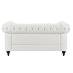 Ensemble Causeuse et Fauteuil d'appoint Chesterfield 3 places en Faux Cuir Gris/Blanc