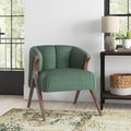 Fauteuil d'appoint du milieu du siècle, pieds Wishbone, siège simple – Vert / Crème