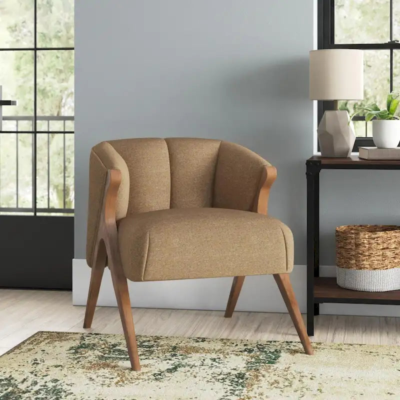Fauteuil d'appoint du milieu du siècle, pieds Wishbone, siège simple – Vert / Crème