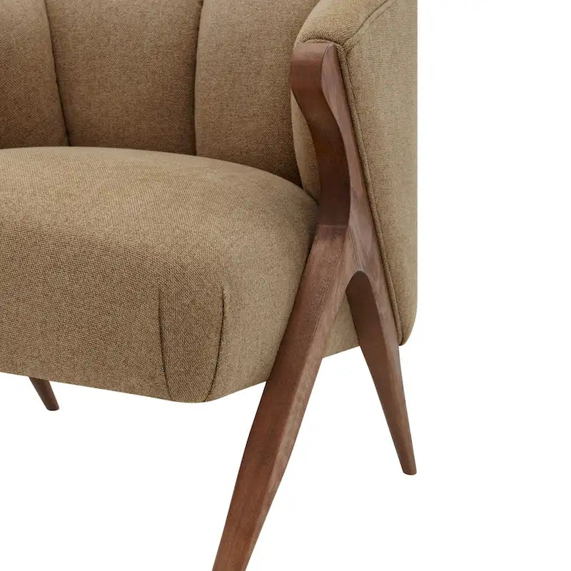 Fauteuil d'appoint du milieu du siècle, pieds Wishbone, siège simple – Vert / Crème