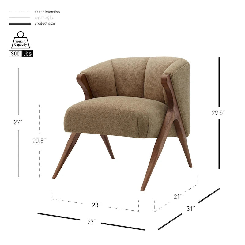 Fauteuil d'appoint du milieu du siècle, pieds Wishbone, siège simple – Vert / Crème