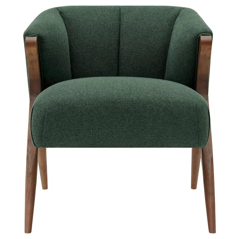 Fauteuil d'appoint du milieu du siècle, pieds Wishbone, siège simple – Vert / Crème
