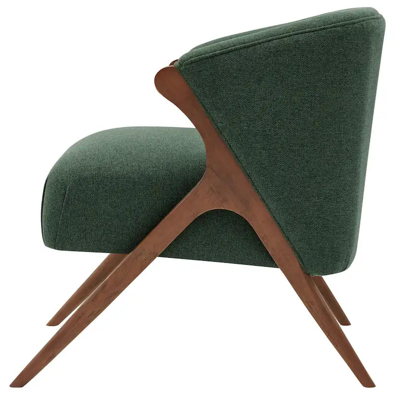 Fauteuil d'appoint du milieu du siècle, pieds Wishbone, siège simple – Vert / Crème
