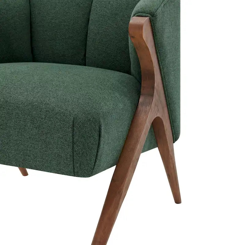 Fauteuil d'appoint du milieu du siècle, pieds Wishbone, siège simple – Vert / Crème