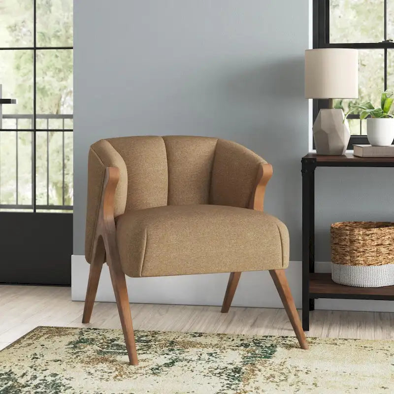 Fauteuil d'appoint du milieu du siècle, pieds Wishbone, siège simple – Vert / Crème
