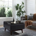 Pouffe de rangement rectangulaire Mid-Century avec plateau amovible, aspect vieilli, 1 place