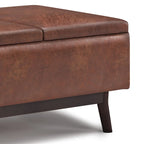 Pouffe de rangement rectangulaire Mid-Century avec plateau amovible, aspect vieilli, 1 place