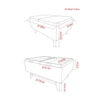 Pouffe de rangement rectangulaire Mid-Century avec plateau amovible, aspect vieilli, 1 place