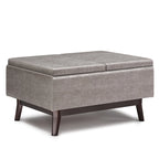 Pouffe de rangement rectangulaire Mid-Century avec plateau amovible, aspect vieilli, 1 place