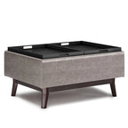 Pouffe de rangement rectangulaire Mid-Century avec plateau amovible, aspect vieilli, 1 place