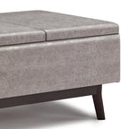 Pouffe de rangement rectangulaire Mid-Century avec plateau amovible, aspect vieilli, 1 place