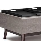 Pouffe de rangement rectangulaire Mid-Century avec plateau amovible, aspect vieilli, 1 place