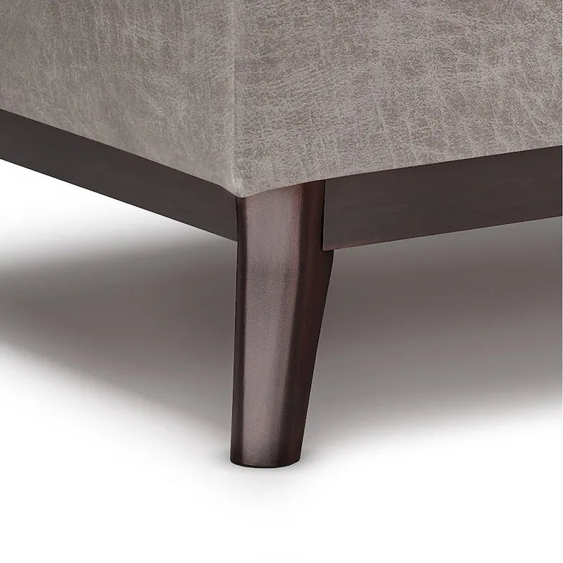 Pouffe de rangement rectangulaire Mid-Century avec plateau amovible, aspect vieilli, 1 place