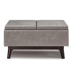 Pouffe de rangement rectangulaire Mid-Century avec plateau amovible, aspect vieilli, 1 place