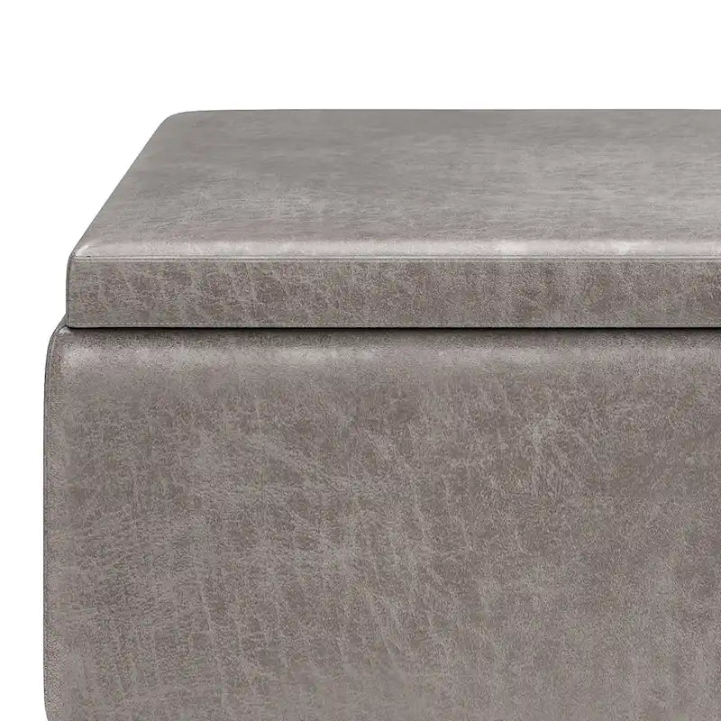 Pouffe de rangement rectangulaire Mid-Century avec plateau amovible, aspect vieilli, 1 place