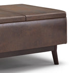 Pouffe de rangement rectangulaire Mid-Century avec plateau amovible, aspect vieilli, 1 place