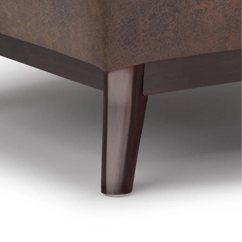 Pouffe de rangement rectangulaire Mid-Century avec plateau amovible, aspect vieilli, 1 place