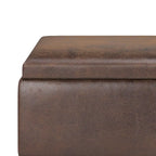 Pouffe de rangement rectangulaire Mid-Century avec plateau amovible, aspect vieilli, 1 place