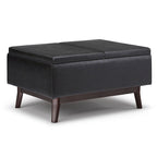 Pouffe de rangement rectangulaire Mid-Century avec plateau amovible, aspect vieilli, 1 place