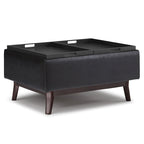 Pouffe de rangement rectangulaire Mid-Century avec plateau amovible, aspect vieilli, 1 place