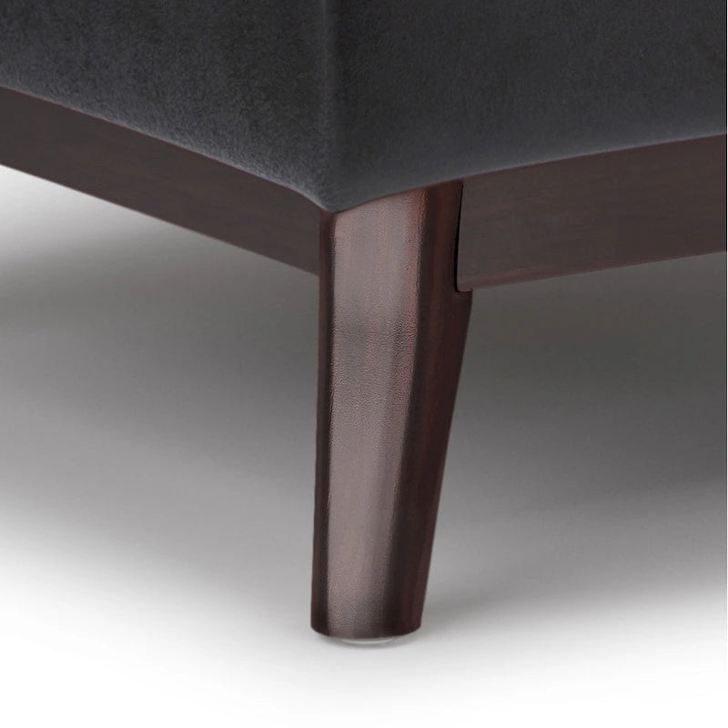 Pouffe de rangement rectangulaire Mid-Century avec plateau amovible, aspect vieilli, 1 place