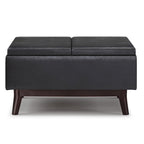 Pouffe de rangement rectangulaire Mid-Century avec plateau amovible, aspect vieilli, 1 place