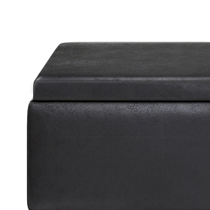 Pouffe de rangement rectangulaire Mid-Century avec plateau amovible, aspect vieilli, 1 place