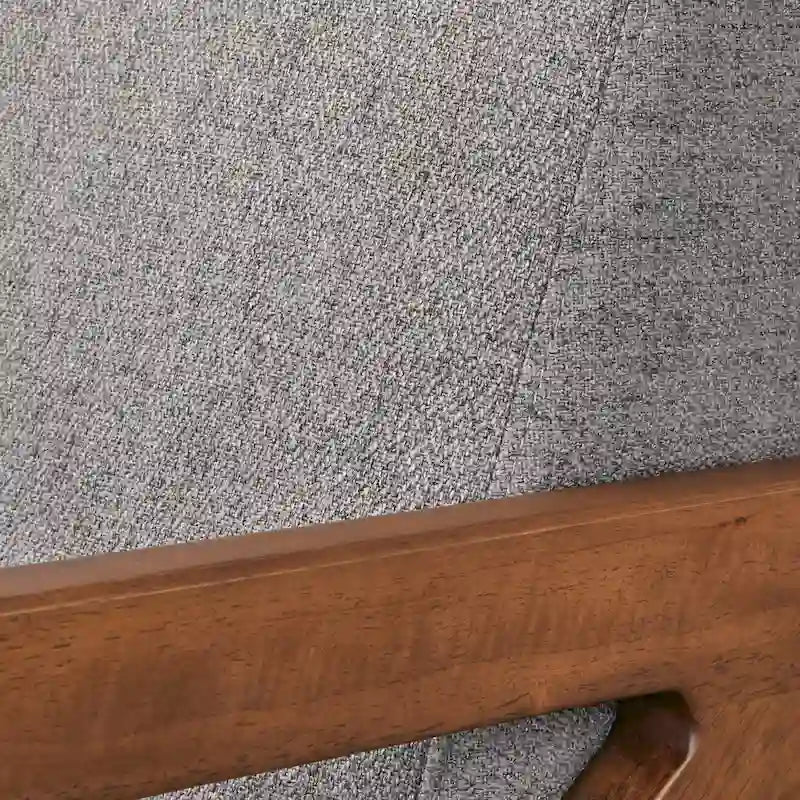 Fauteuil d'appoint du milieu du siècle – Tissu lin, accoudoirs en noyer, siège unique