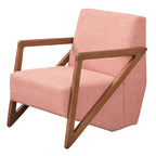 Fauteuil d'appoint du milieu du siècle – Tissu lin, accoudoirs en noyer, siège unique