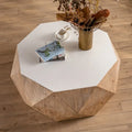 Table basse rétro à motifs en relief, blanc/chêne/noir, bois de sapin, aucun assemblage, 1 personne