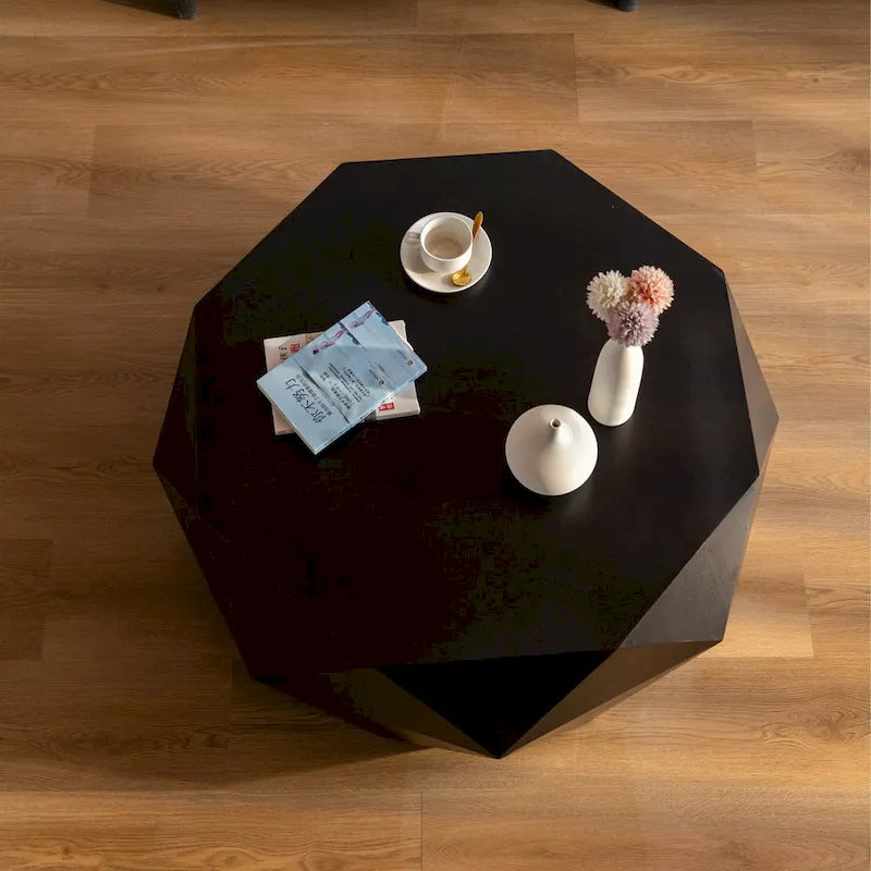 Table basse rétro à motifs en relief, blanc/chêne/noir, bois de sapin, aucun assemblage, 1 personne
