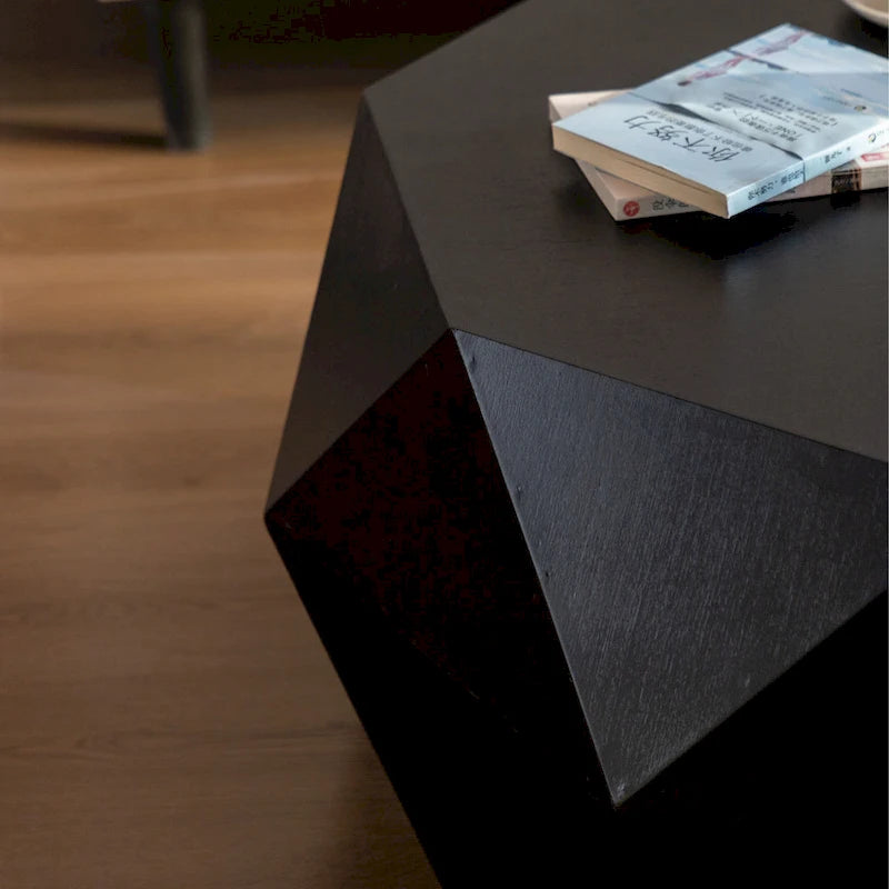Table basse rétro à motifs en relief, blanc/chêne/noir, bois de sapin, aucun assemblage, 1 personne