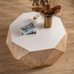 Table basse rétro à motifs en relief, blanc/chêne/noir, bois de sapin, aucun assemblage, 1 personne