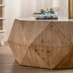 Table basse rétro à motifs en relief, blanc/chêne/noir, bois de sapin, aucun assemblage, 1 personne