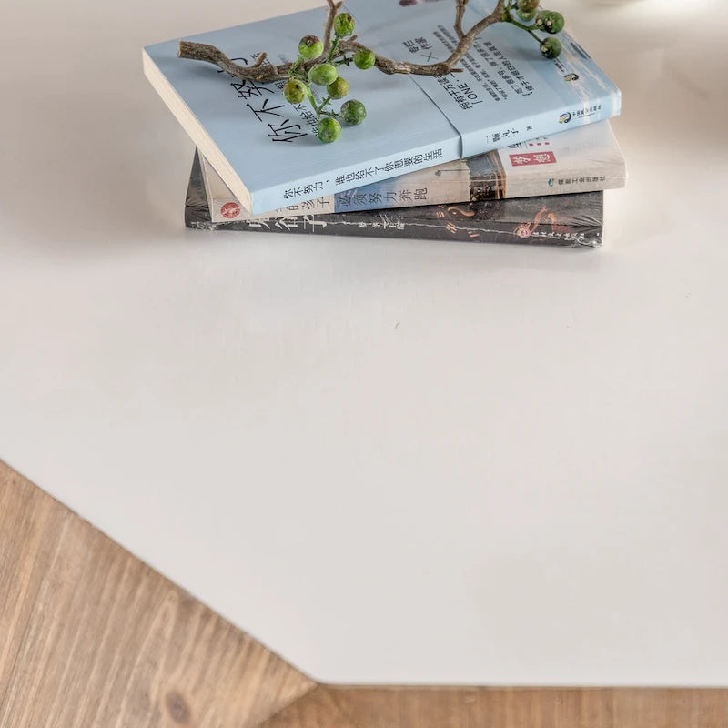 Table basse rétro à motifs en relief, blanc/chêne/noir, bois de sapin, aucun assemblage, 1 personne
